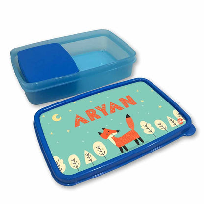 Personalized Snack Box for Kids Plastic Lunch Box for Boys -Fox & Tree Nutcase