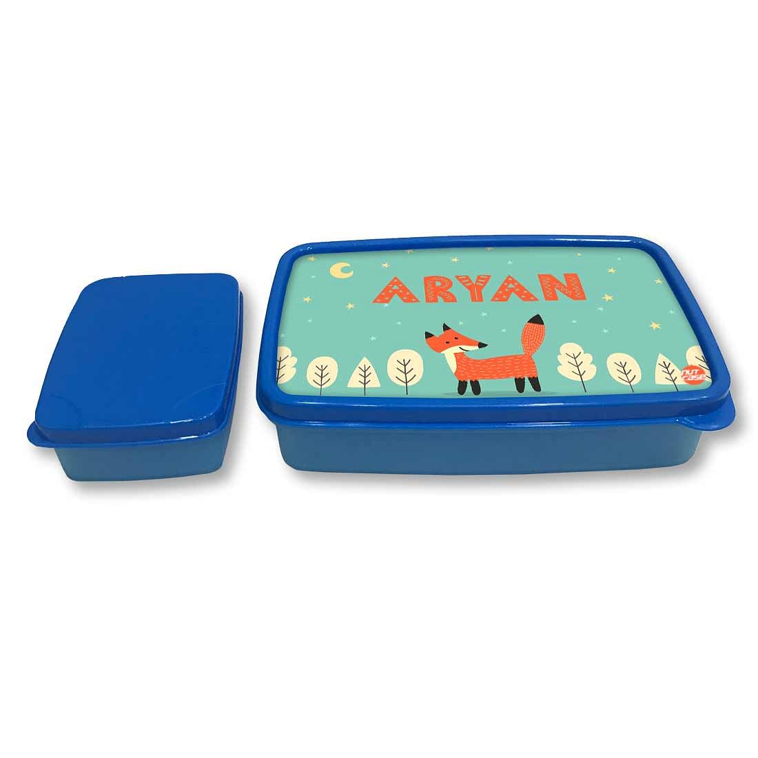 Personalized Snack Box for Kids Plastic Lunch Box for Boys -Fox & Tree Nutcase