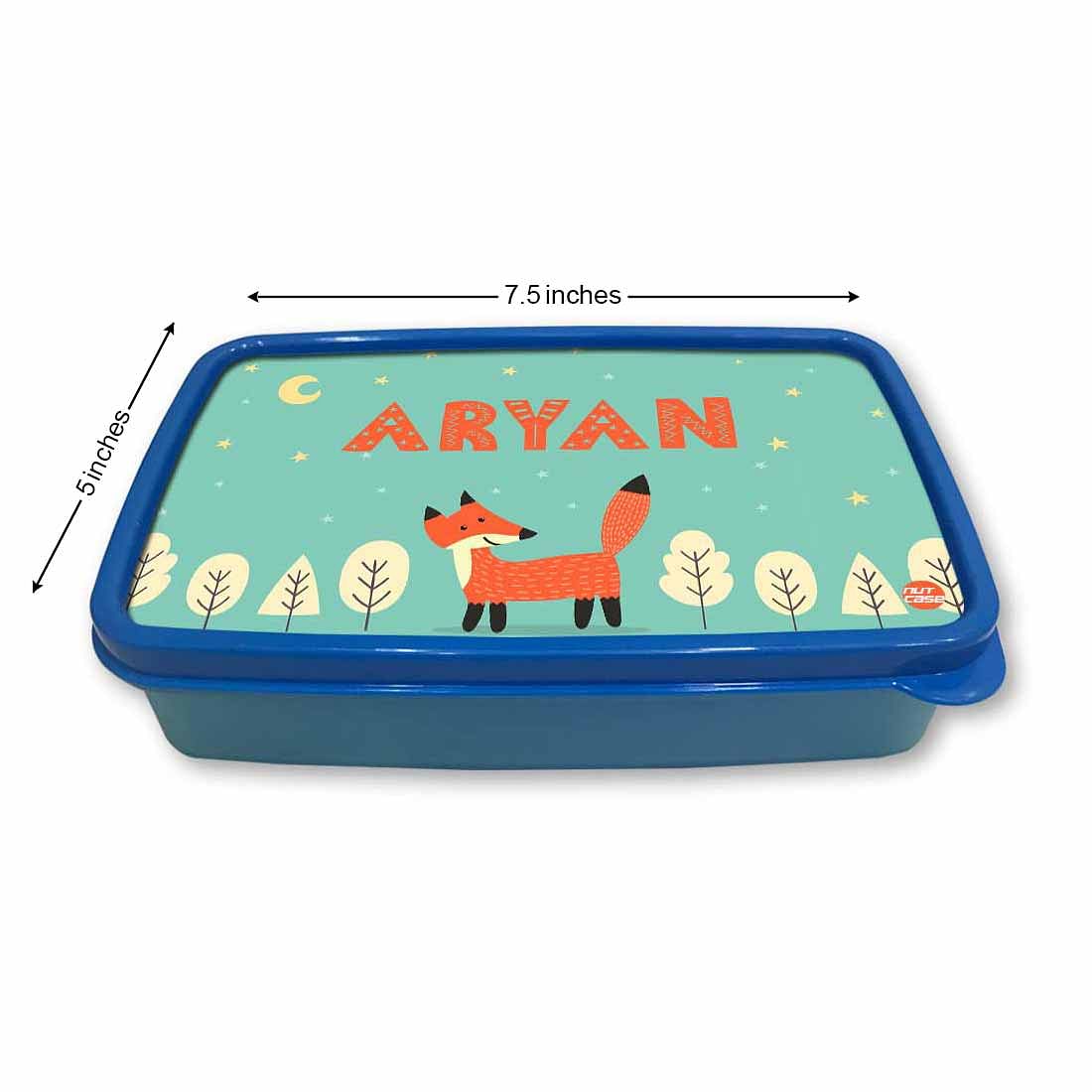 Personalized Snack Box for Kids Plastic Lunch Box for Boys -Fox & Tree Nutcase