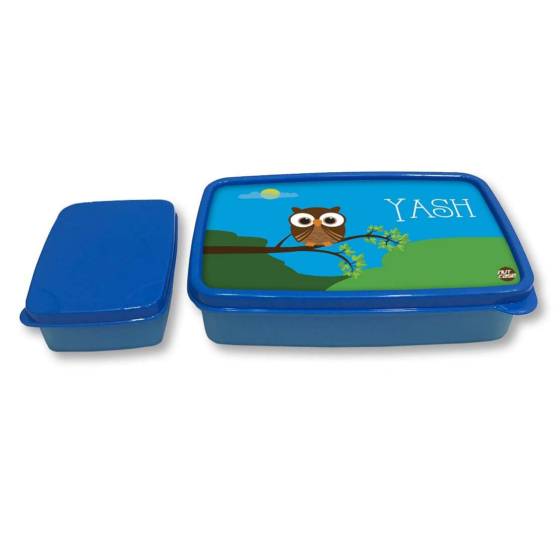 Personalized Snack Box for Kids Plastic Lunch Box for Boys -Owl Nutcase