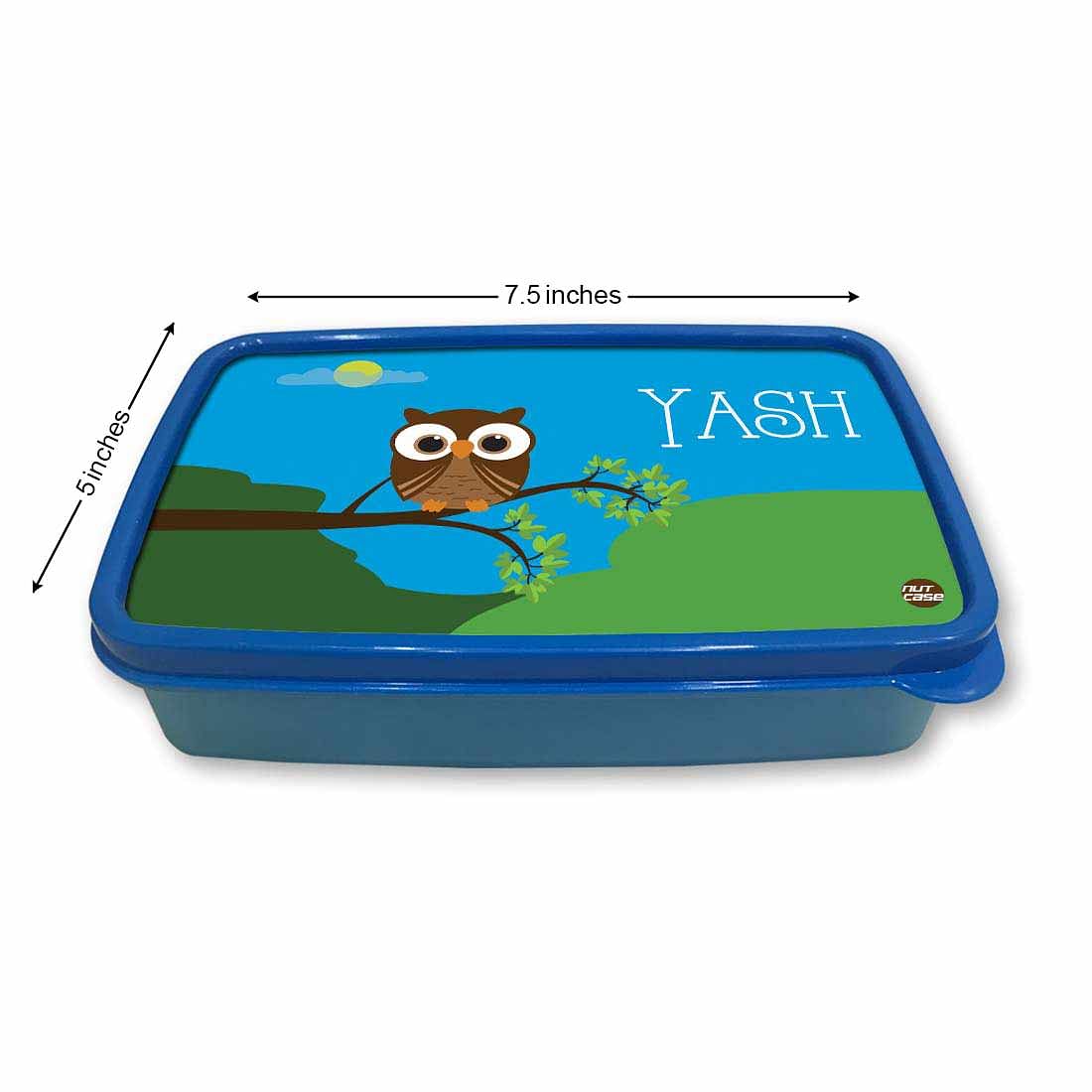 Personalized Snack Box for Kids Plastic Lunch Box for Boys -Owl Nutcase