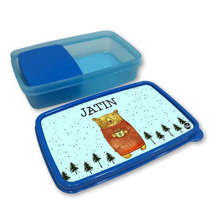 Personalized Snack Box for Kids Plastic Lunch Box for Boys - Cute Bear Nutcase