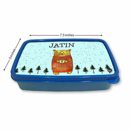 Personalized Snack Box for Kids Plastic Lunch Box for Boys - Cute Bear Nutcase