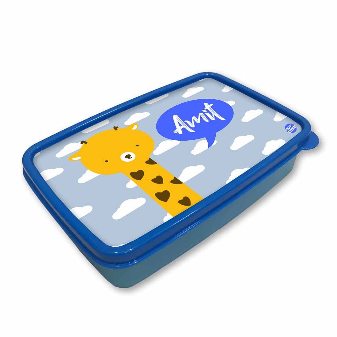 Customizable Tiffin Box for Boy Plastic Lunch Box - Baby Giraffe Nutcase