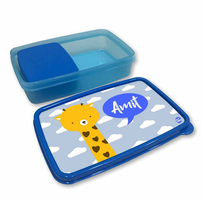 Customizable Tiffin Box for Boy Plastic Lunch Box - Baby Giraffe Nutcase