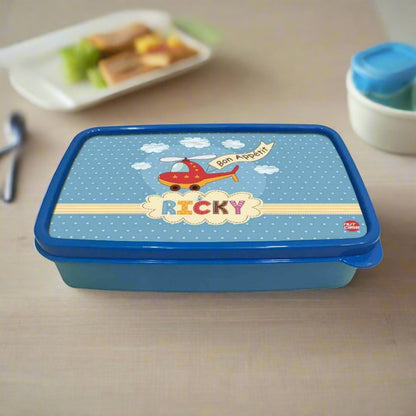 Custom Snack Containers Plastic Lunch Box for Boys  - Helicopter & Clouds Nutcase