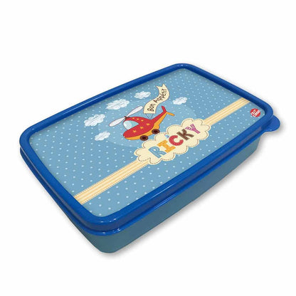 Custom Snack Containers Plastic Lunch Box for Boys  - Helicopter & Clouds Nutcase