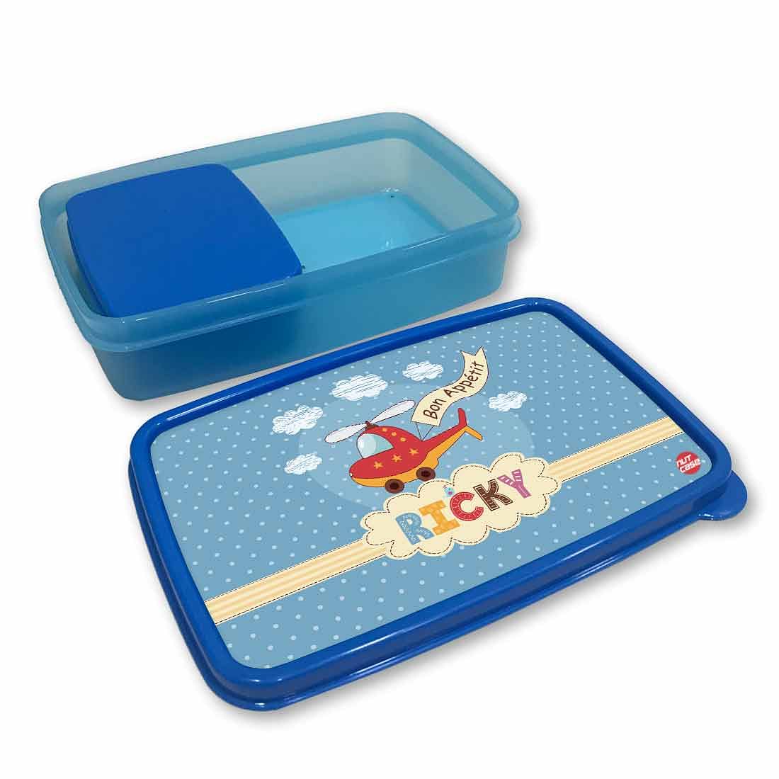 Custom Snack Containers Plastic Lunch Box for Boys  - Helicopter & Clouds Nutcase