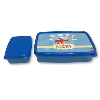 Custom Snack Containers Plastic Lunch Box for Boys  - Helicopter & Clouds Nutcase