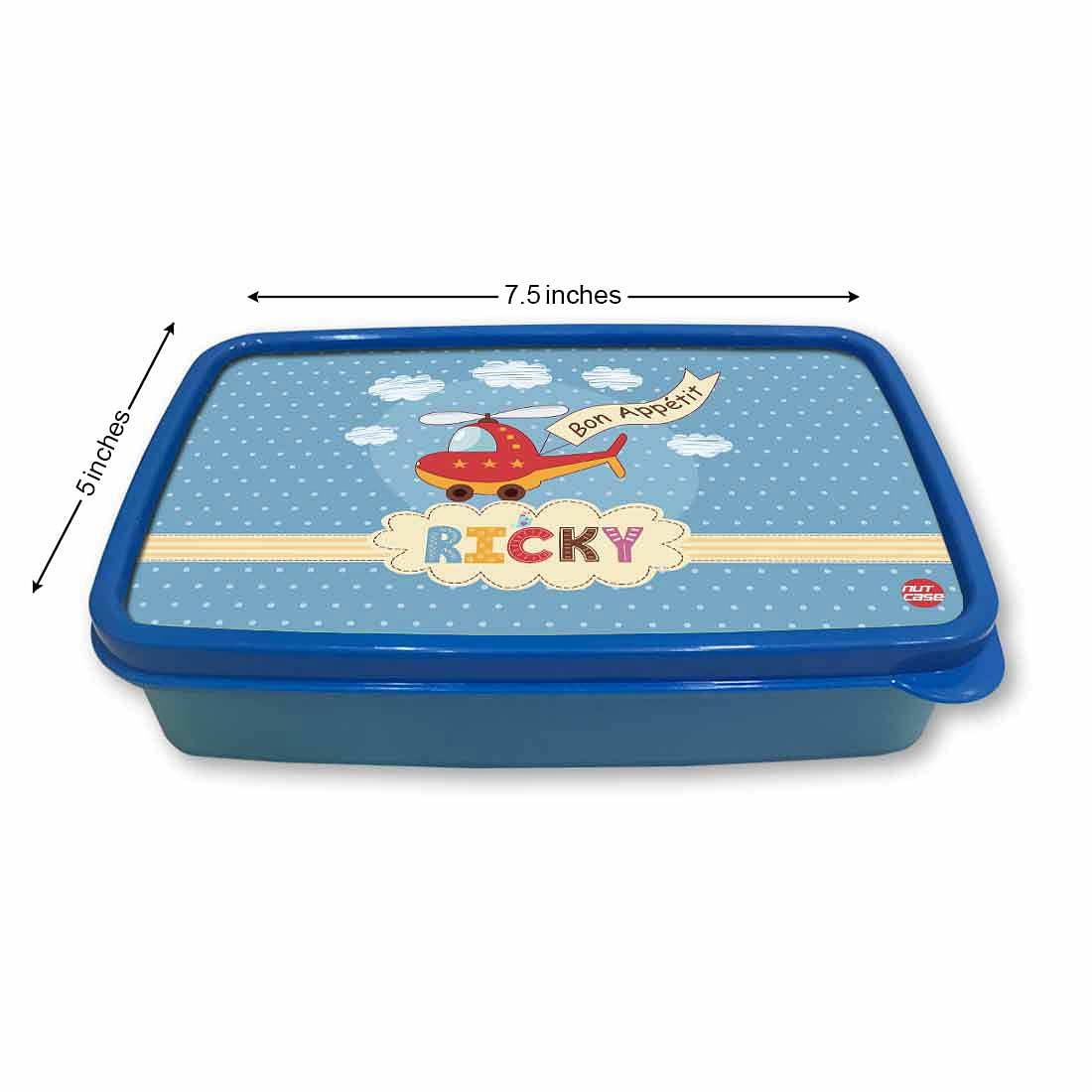 Custom Snack Containers Plastic Lunch Box for Boys  - Helicopter & Clouds Nutcase