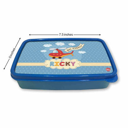 Custom Snack Containers Plastic Lunch Box for Boys  - Helicopter & Clouds Nutcase