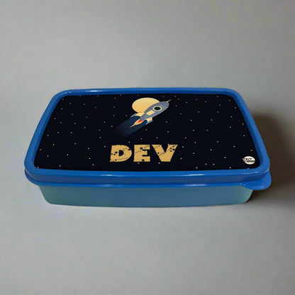 Personalized Snack Box for Kids Plastic Lunch Box for Boys -Space Rocket Nutcase