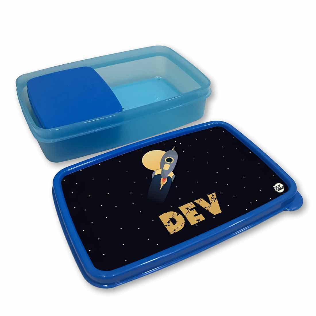 Personalized Snack Box for Kids Plastic Lunch Box for Boys -Space Rocket Nutcase