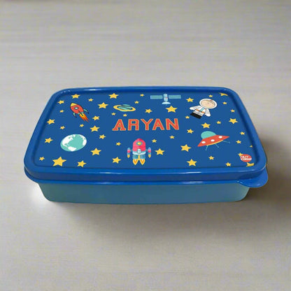 Personalized Snack Box for Kids Plastic Lunch Box for Boys - Space Boy Nutcase