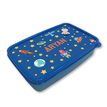 Personalized Snack Box for Kids Plastic Lunch Box for Boys - Space Boy Nutcase