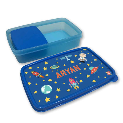 Personalized Snack Box for Kids Plastic Lunch Box for Boys - Space Boy Nutcase