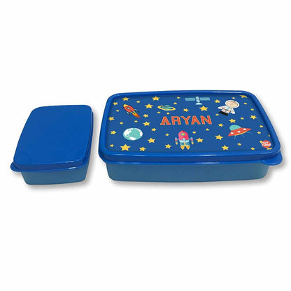 Personalized Snack Box for Kids Plastic Lunch Box for Boys - Space Boy Nutcase