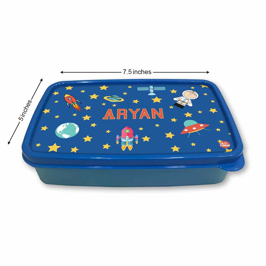 Personalized Snack Box for Kids Plastic Lunch Box for Boys - Space Boy Nutcase