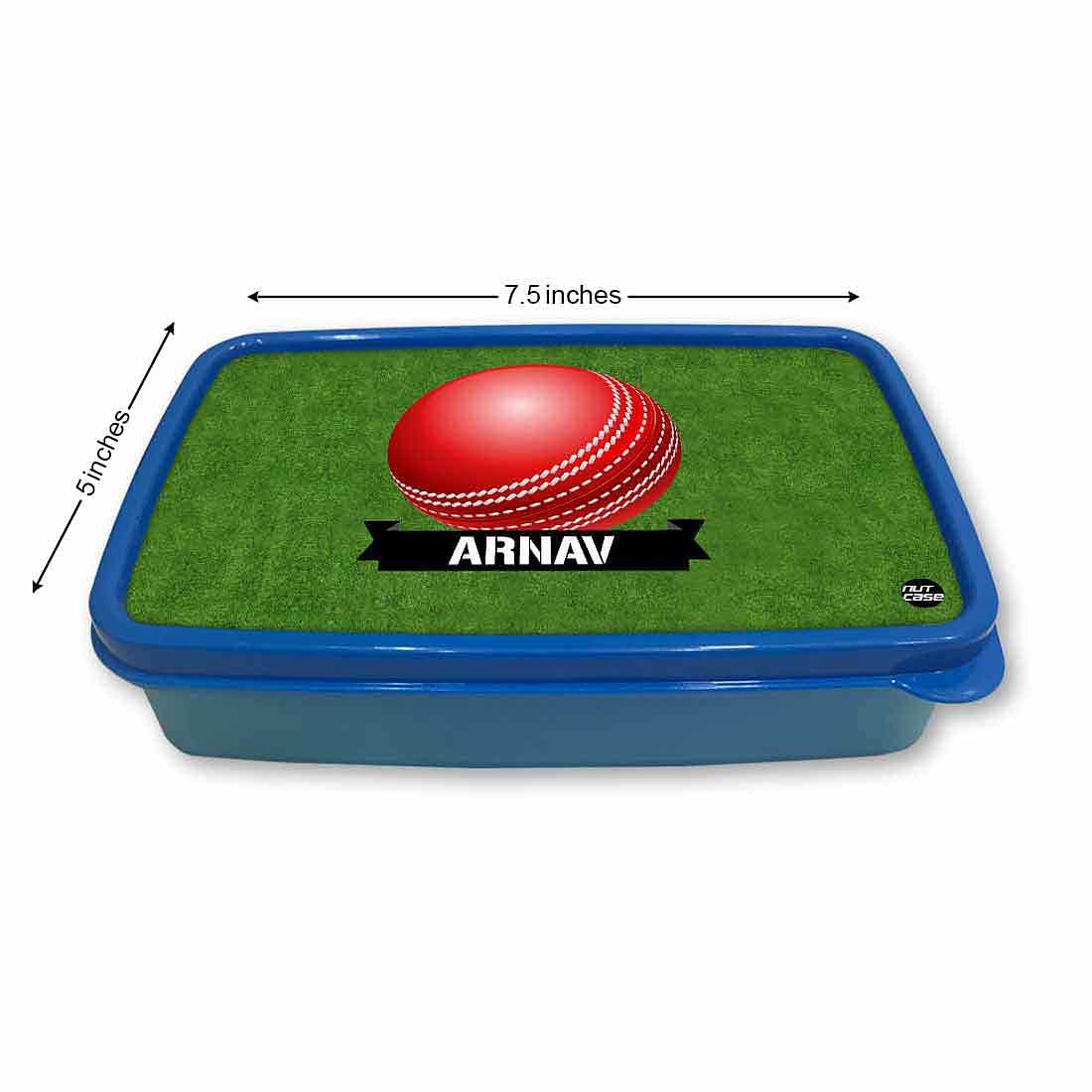 Custom Lunch Box for Kids Boys Add Your Name - Cricket Ball Nutcase