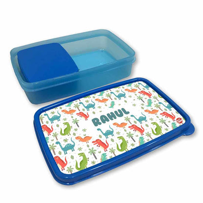 Personalized Tiffin Box for Kids Plastic Lunch Box for Boys - Cute Dinosaur Nutcase