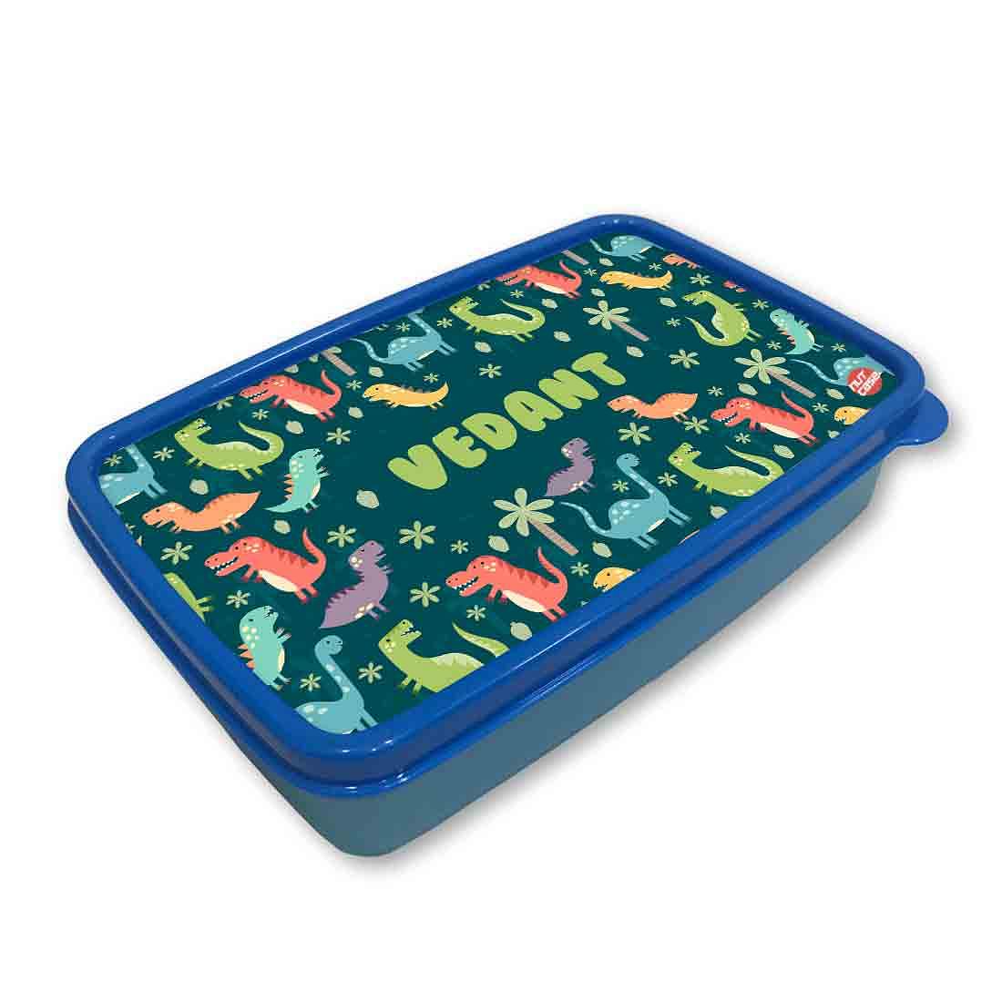 Personalized Snack Box for Kids Plastic Lunch Box for Boys -Dinosaur Forest Nutcase