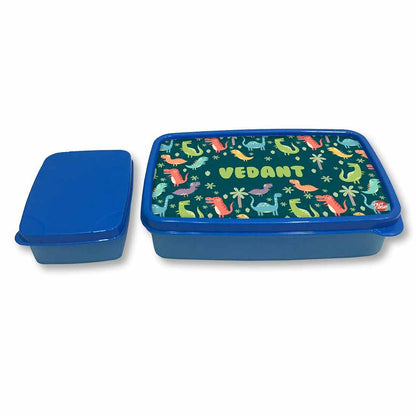 Personalized Snack Box for Kids Plastic Lunch Box for Boys -Dinosaur Forest Nutcase