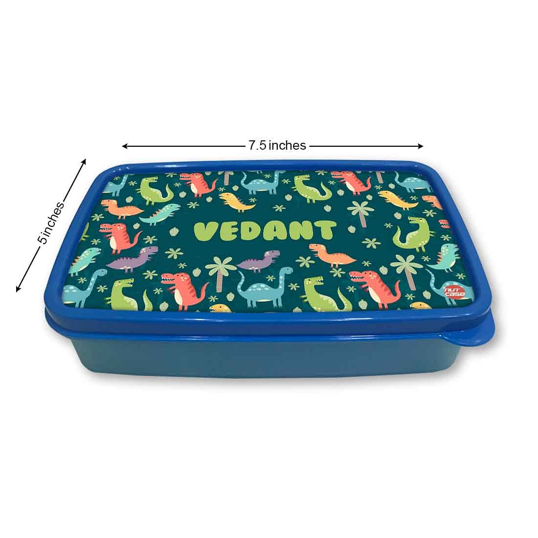 Personalized Snack Box for Kids Plastic Lunch Box for Boys -Dinosaur Forest Nutcase