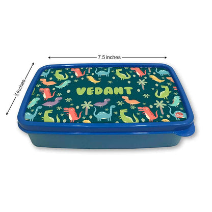 Personalized Snack Box for Kids Plastic Lunch Box for Boys -Dinosaur Forest Nutcase