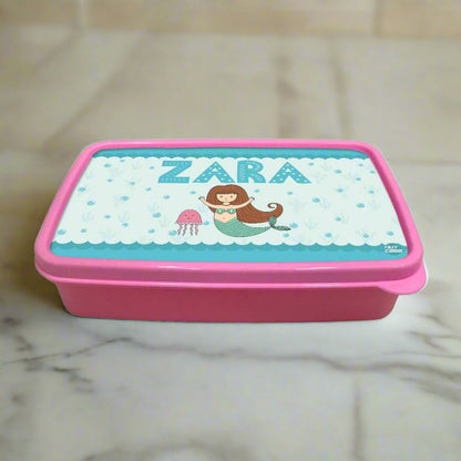 Personalized Snack Box for Kids Plastic Lunch Box for Girls -Mermaid & Jellyfish Nutcase