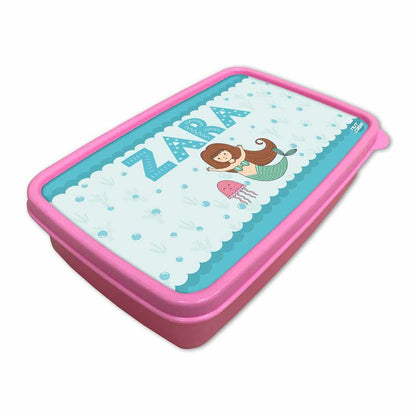 Personalized Snack Box for Kids Plastic Lunch Box for Girls -Mermaid & Jellyfish Nutcase