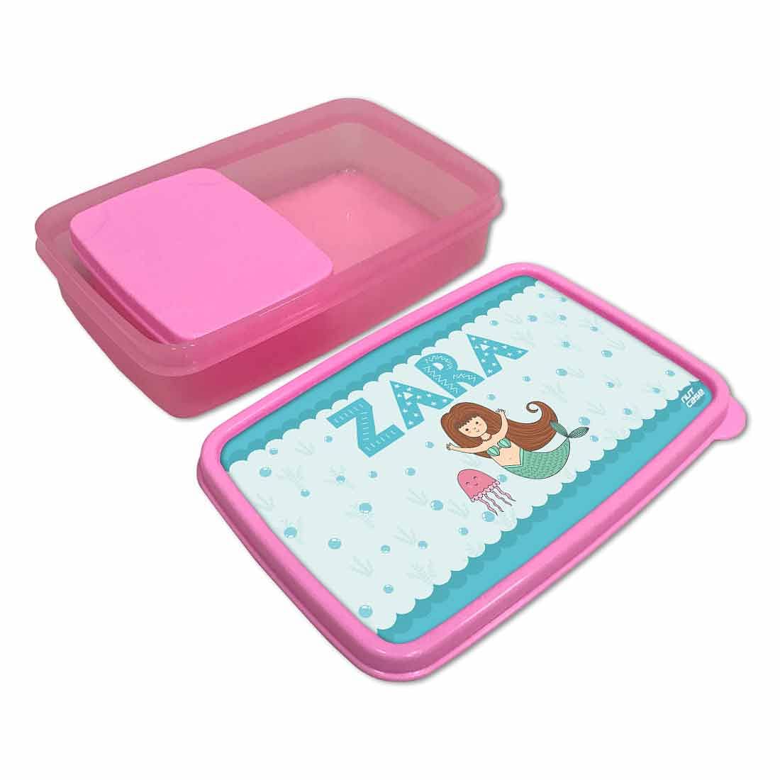 Personalized Snack Box for Kids Plastic Lunch Box for Girls -Mermaid & Jellyfish Nutcase
