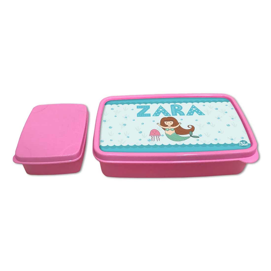 Personalized Snack Box for Kids Plastic Lunch Box for Girls -Mermaid & Jellyfish Nutcase