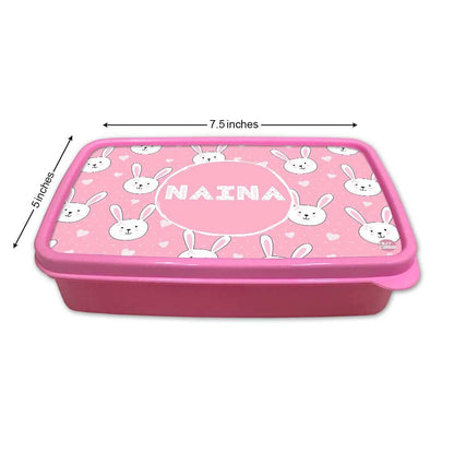 Personalized Snack Box for Kids Plastic Lunch Box for Girls -White Rabbit Nutcase