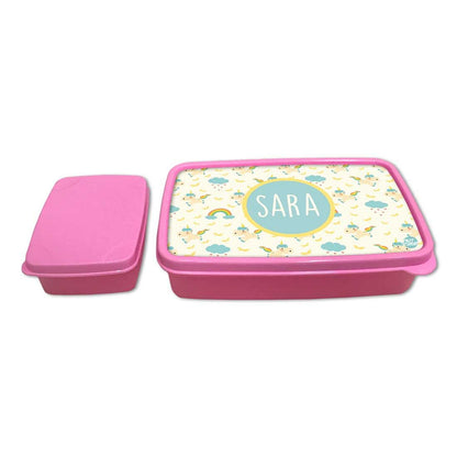 Personalized Tiffin Box for Kids Plastic Girls Add Your Name - Unicorn & Cloud Nutcase