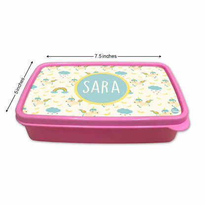 Personalized Tiffin Box for Kids Plastic Girls Add Your Name - Unicorn & Cloud Nutcase