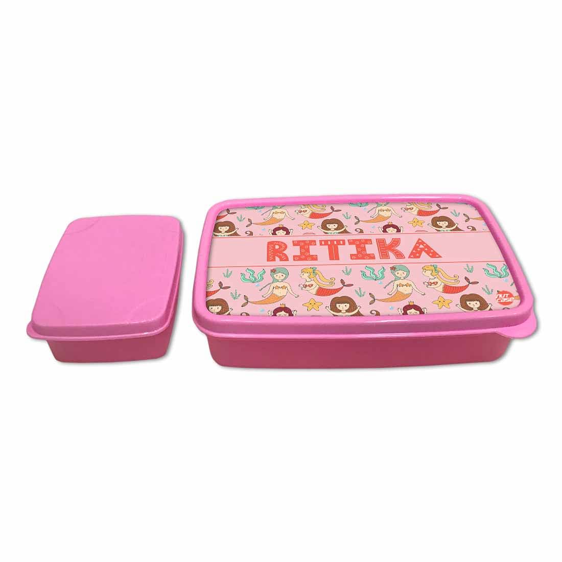 Custom Lunch Box for Kids Plastic Tiffin Box Girls - Mermaid & Stars Nutcase