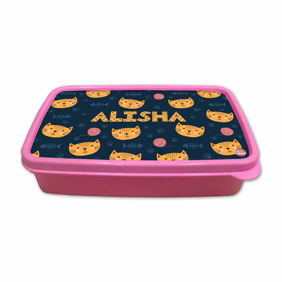 Personalized Snack Box for Kids Plastic Lunch Box for Girls -Cute Little Cat Nutcase