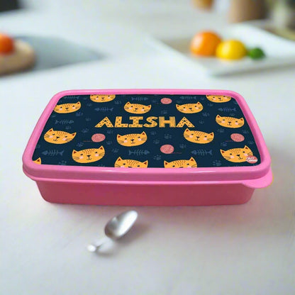 Personalized Snack Box for Kids Plastic Lunch Box for Girls -Cute Little Cat Nutcase