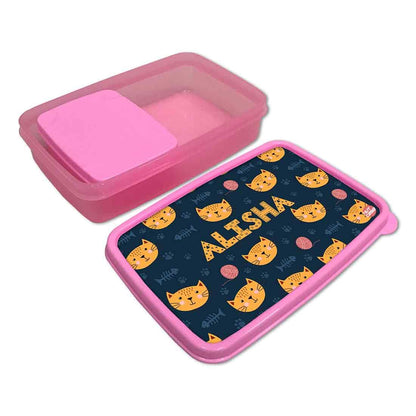 Personalized Snack Box for Kids Plastic Lunch Box for Girls -Cute Little Cat Nutcase