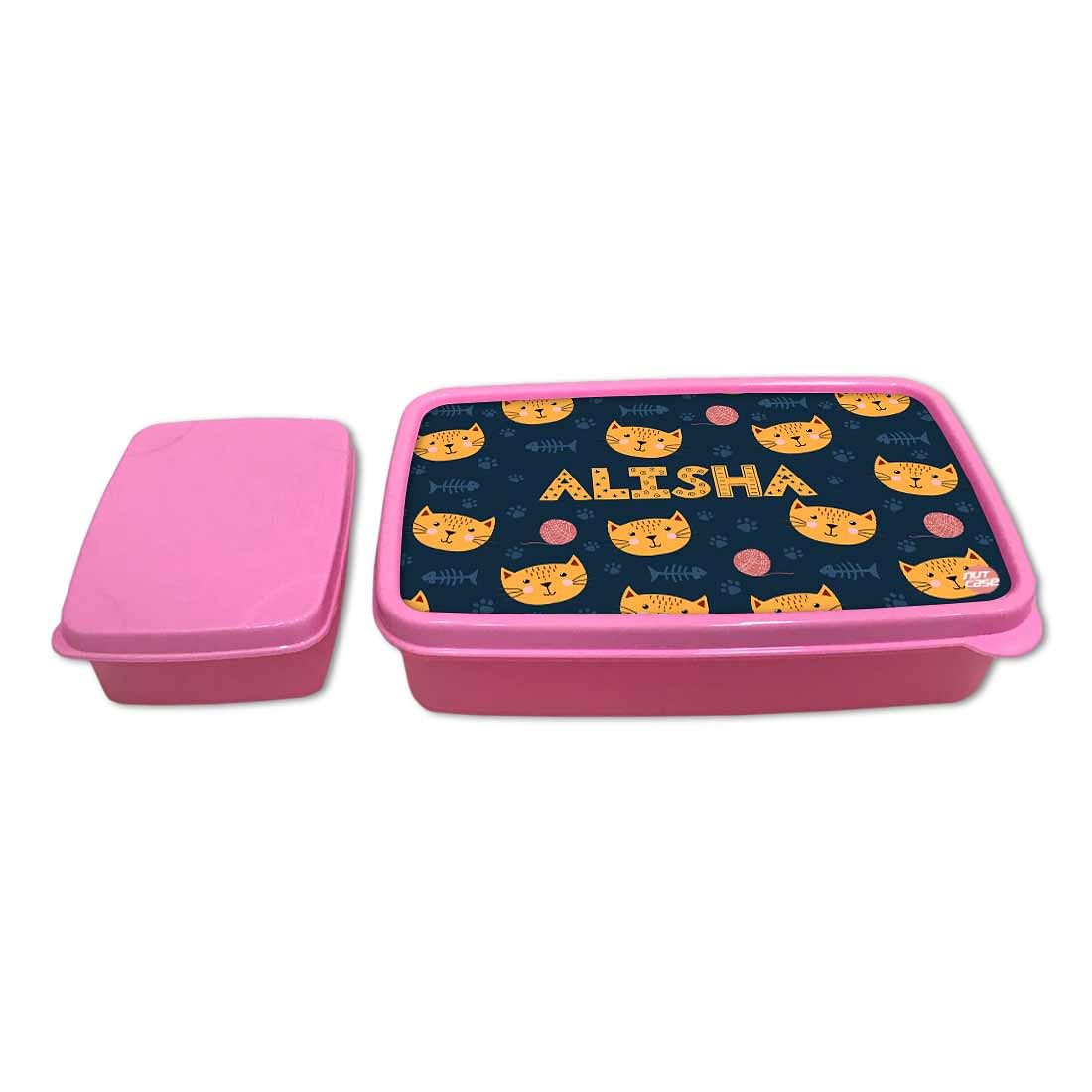 Personalized Snack Box for Kids Plastic Lunch Box for Girls -Cute Little Cat Nutcase