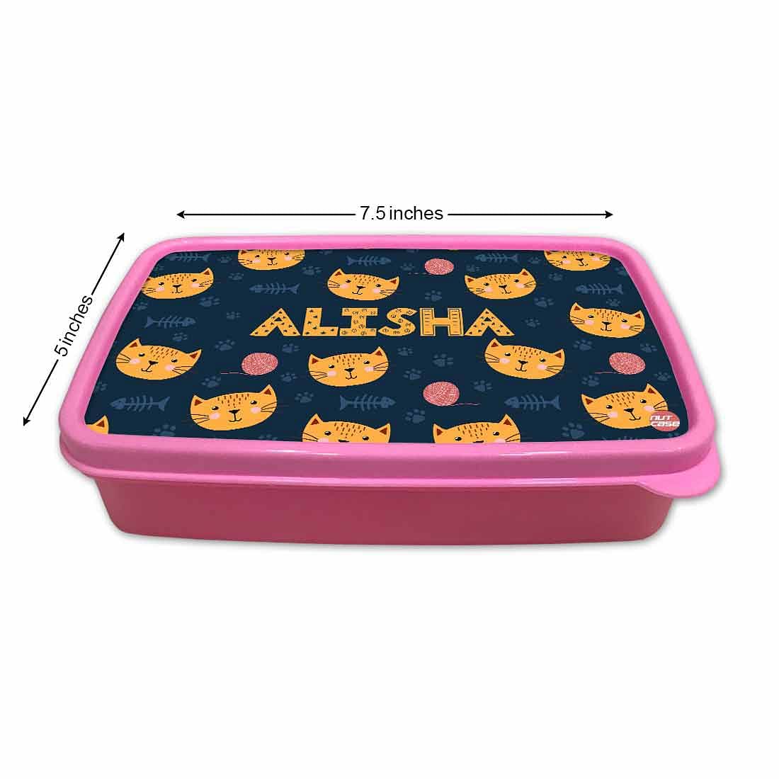 Personalized Snack Box for Kids Plastic Lunch Box for Girls -Cute Little Cat Nutcase