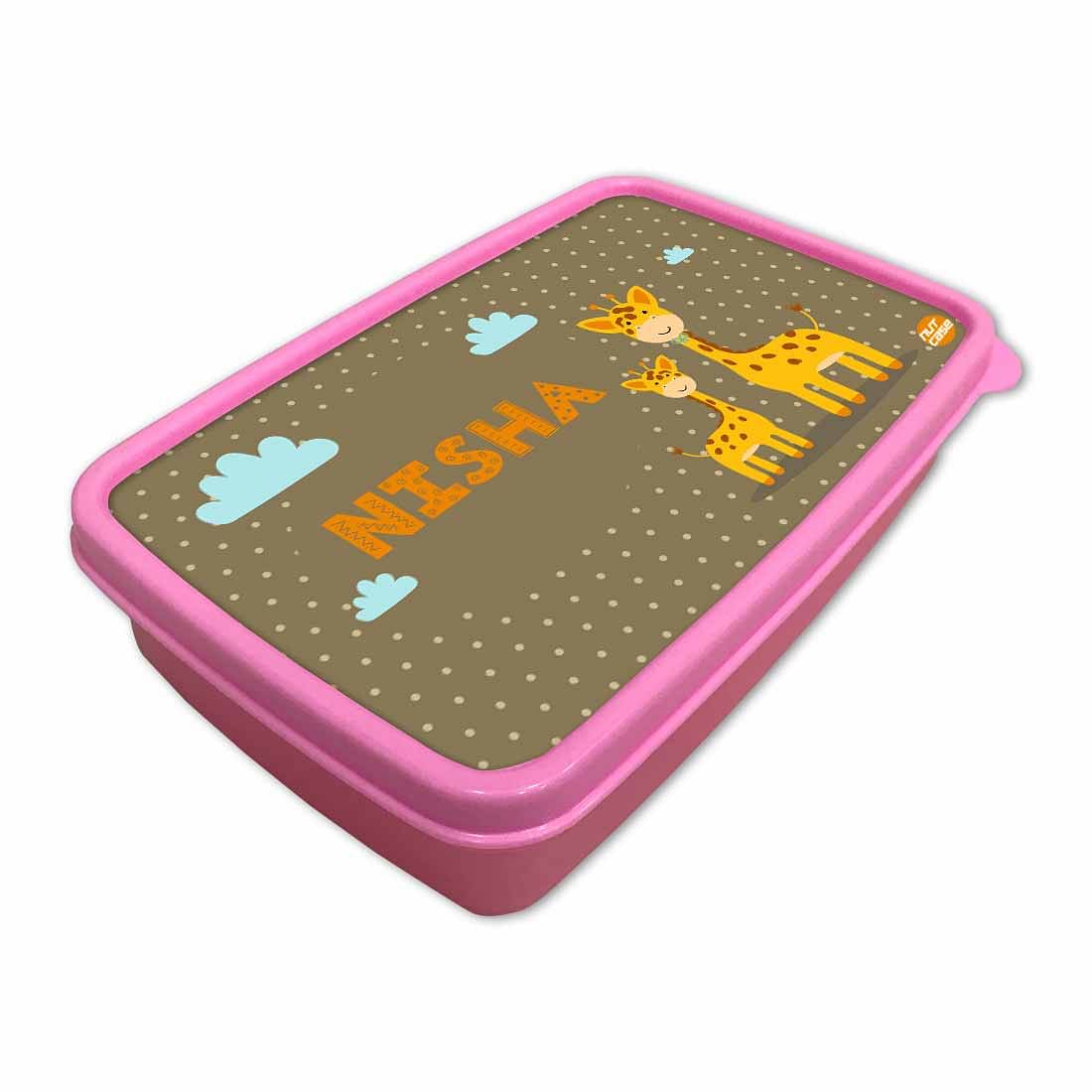 Personalized Snack Box for Kids Plastic Lunch Box for Girls -Zebra & Clouds Nutcase