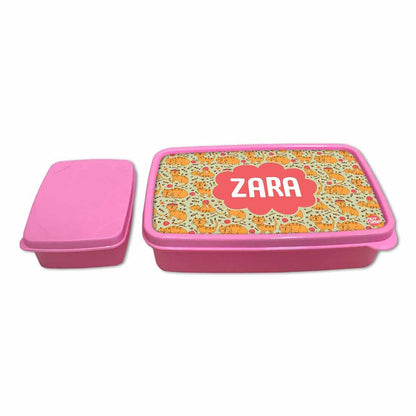 Personalized Snack Box for Kids Plastic Lunch Box for Girls -Yellow Kitty Cat Nutcase