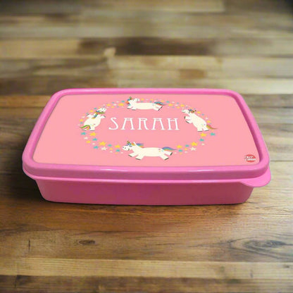 Personalized Lunch Box for Kids Plastic Lunch Box Girls -White Unicorn Nutcase