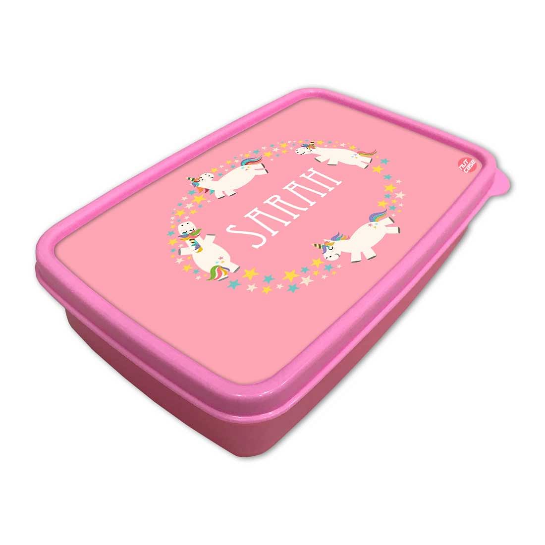 Personalized Lunch Box for Kids Plastic Lunch Box Girls -White Unicorn Nutcase