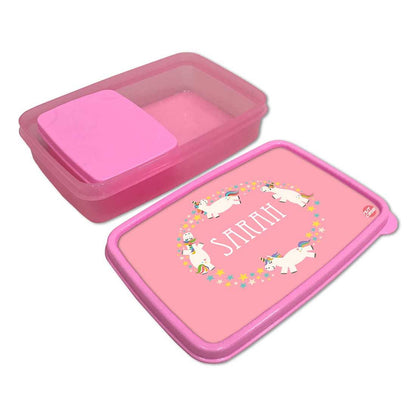 Personalized Lunch Box for Kids Plastic Lunch Box Girls -White Unicorn Nutcase