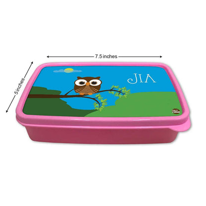 Personalised Tiffin Box for Kids Plastic Lunch Box for Girls - Owl Nutcase