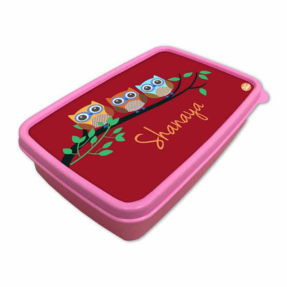 Personalized Snack Box for Kids Plastic Lunch Box for Girls -Cute Owls Nutcase