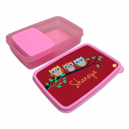 Personalized Snack Box for Kids Plastic Lunch Box for Girls -Cute Owls Nutcase