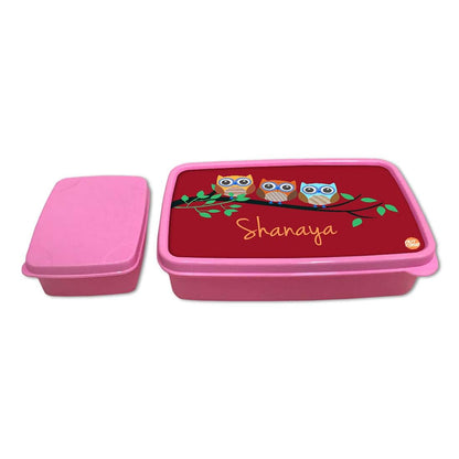 Personalized Snack Box for Kids Plastic Lunch Box for Girls -Cute Owls Nutcase